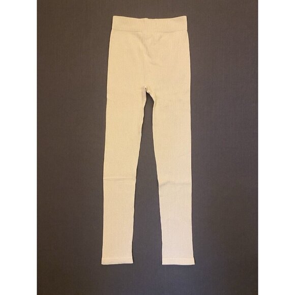 Zara Women's Ribbed Leggings Ankle Length Pull On Stretch Ivory Size XS / S NWT - Picture 3 of 13
